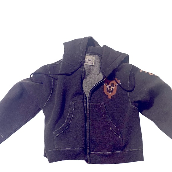 NWOT | Chip & Pepper Cropped Distressed Gray/Blue Zip Front Hoodie, M - Picture 6 of 8